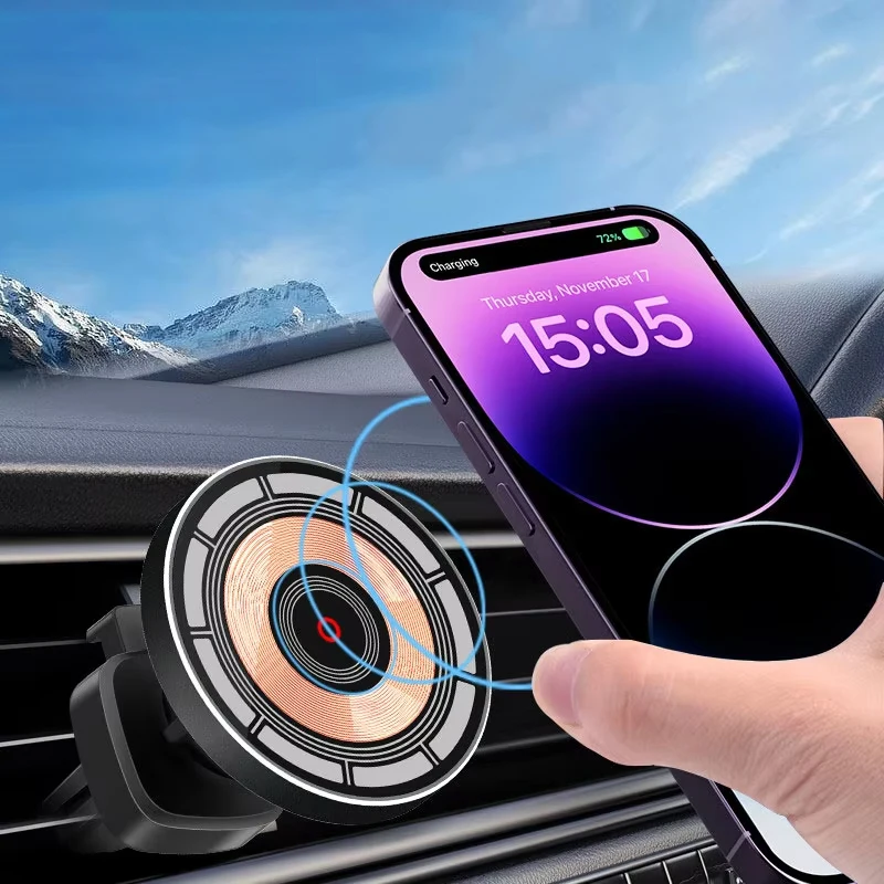 شاحن لاسلكي مغناطيسي للسيارة،  - مراجعة Wireless Car Charger Mount Fast Charging وسعره